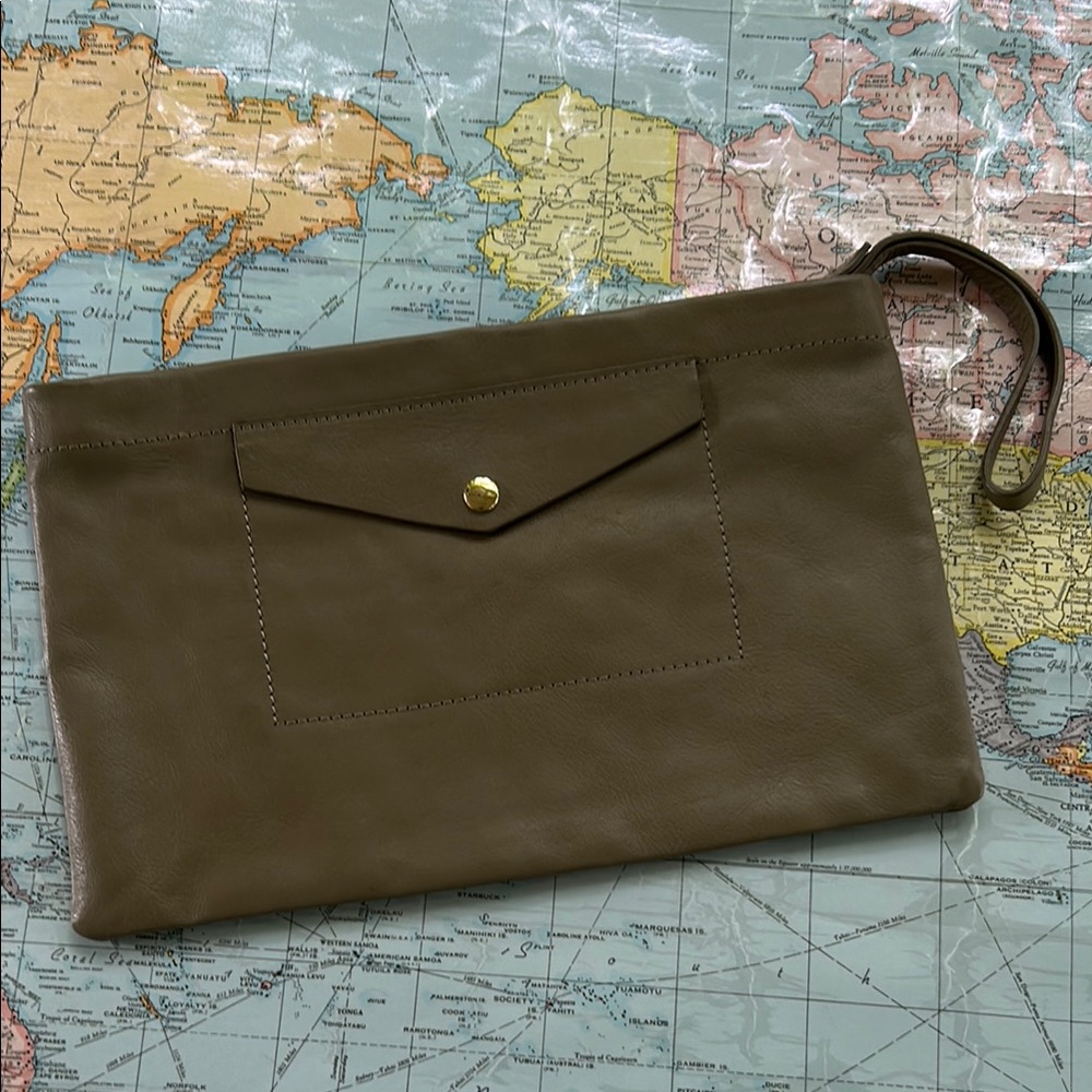 Slate Leather Clutch by Boulevard NWOT